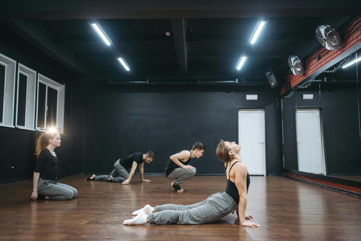 Workshop participant practicing floor transitions